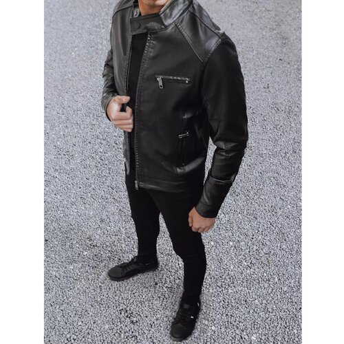 DStreet Black men's leather jacket TX4078 Cijene
