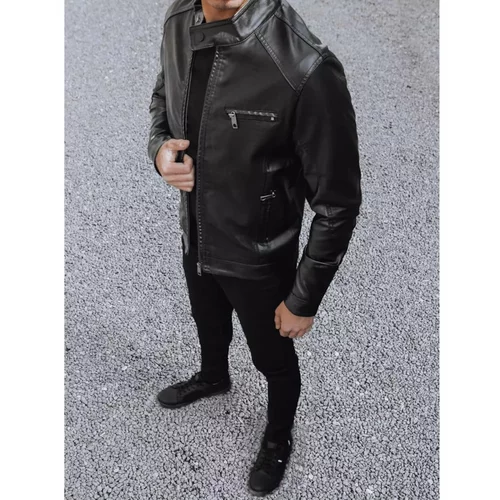 DStreet Black men's leather jacket TX4078