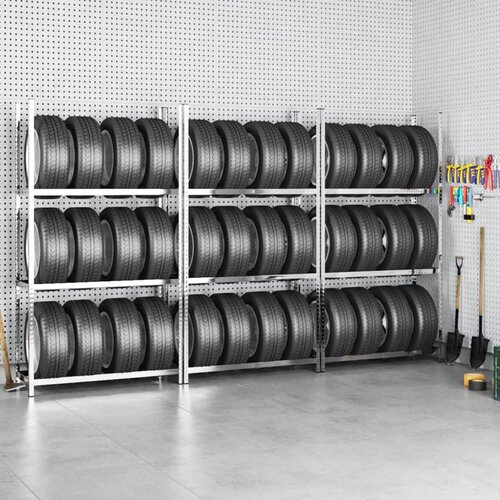  Stalci za gume s 3 razine 3 kom srebrni 110x40x200 cm čelični Cijene