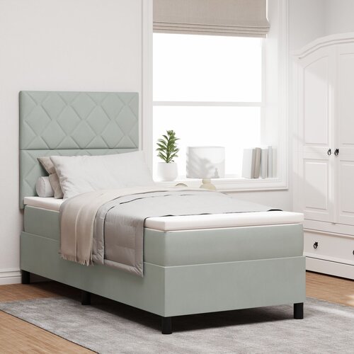 VidaXL Box Spring Krevet s Madracem Svjetlosiva 100x200 cm Bar&amp;scaron;un Slike