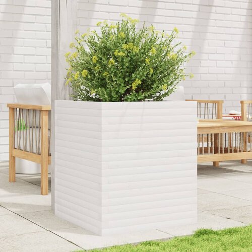  Vrtna sadilica bijela 60x60x68,5 cm od masivne borovine Slike