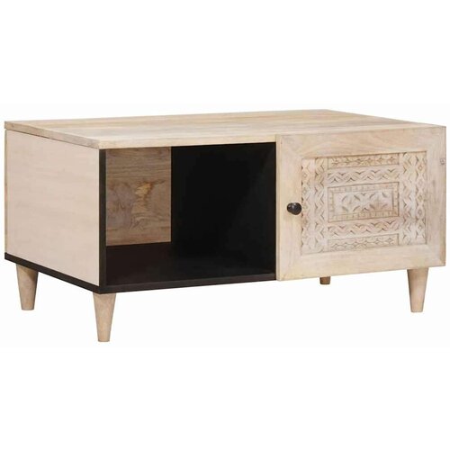 VidaXL Klubska miza s polico Bež 80 x 50 x 40 cm trden mangov les Slike