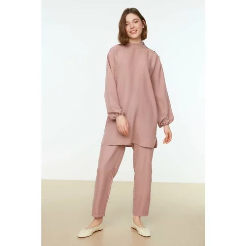 Trendyol Dried Rose Shoulder Detailed Tunic-Pants Woven Suit