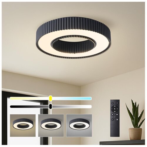 Brilagi LUMIX LED prigu&scaron;iva stropna svetiljka LED/48W/230V 3000-6000K crna, prečnika 50 cm + daljinski upravljač Cene