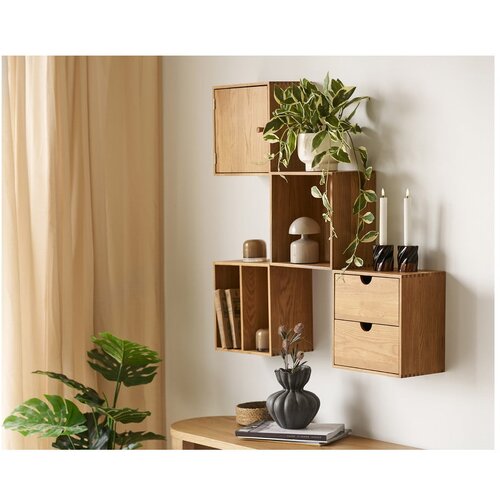 House Nordic Polica s vi&amp;scaron;e razina od punog hrasta u prirodnoj boji 18 cm Townsville &amp;ndash; Slike