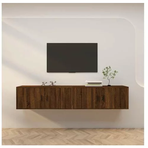  Stenska TV omarica 2 kosa rjavi hrast 100x34,5x40 cm