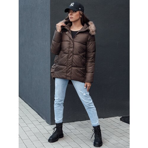 DStreet Women's winter jacket with hood STELLAR coffee Cene
