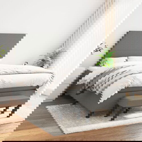 VidaXL Box spring postelja z vzmetnico temno siva 120x200 cm blago Slike
