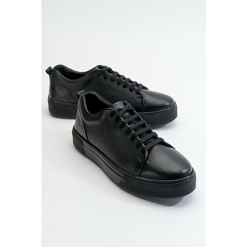 LuviShoes Renno Black-Black Leather Men's Shoes Cene