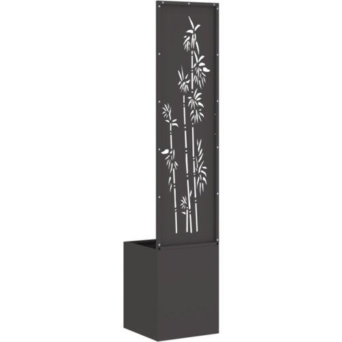 vidaXL Vrtno korito z dekorativno ploščo Črna 32 x 140 cm Mnogi jeklo Cene