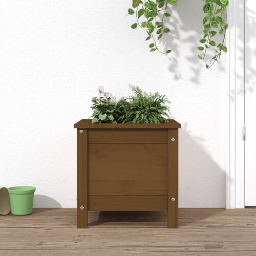 VidaXL Vrtno cvetlično korito medeno rjavo 40x40x39 cm trdna borovina Slike
