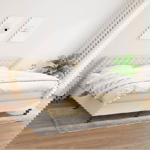 The Living Store Box spring postelja z vzmetnico krem 140x200 cm blago - Box Spring Postelja, (21512604) Slike