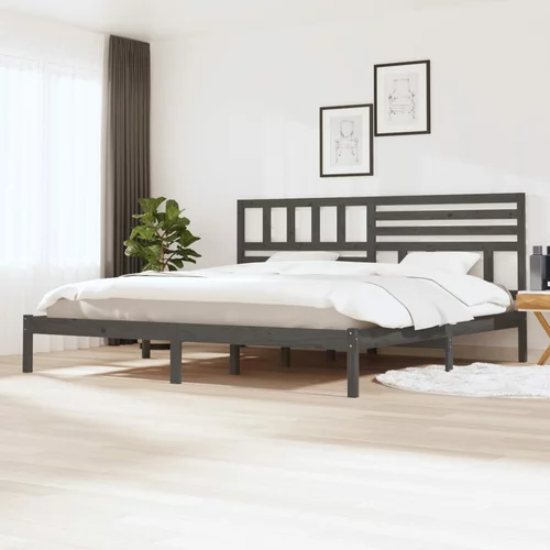 vidaXL Okvir za krevet od borovine sivi 180 x 200 cm 6FT Super King
