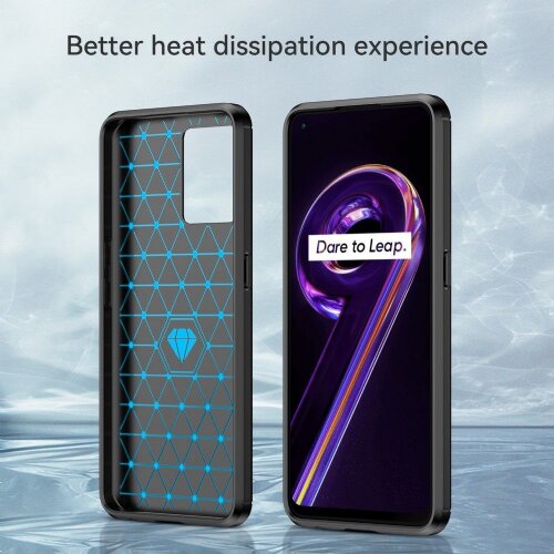  Silikonski ovitek za realme 9 / realme 9 pro plus - mat carbon črn Slike
