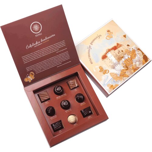 KUNEJ VINO &amp;amp; ČOKOLADA D.O.O. Bonboniera Harmonije Posavja &amp;ndash; 9 pralin, 130 g Slike