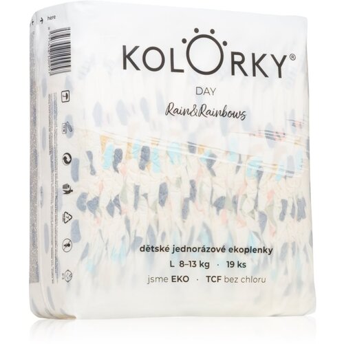 Kolorky Day Rain&Rainbow ekološke plenice za enkratno uporabo velikost L 8-13 Kg 19 kos Cene