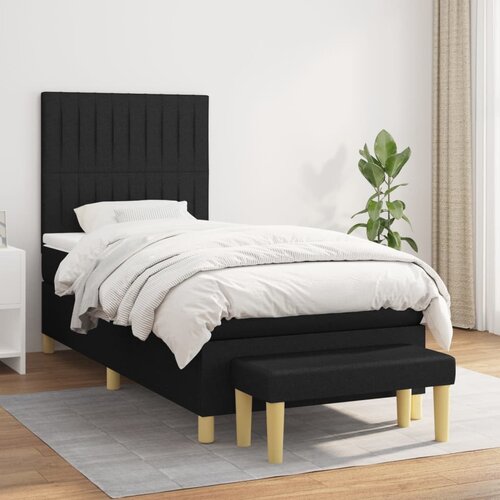 The Living Store Box spring postelja z vzmetnico črna 90x200 cm blago - Box Spring Postelja, (21514454) Cene