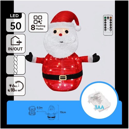 Aigostar LED božićna spolja&amp;scaron;nja dekoracija 50xLED/3xAA 0,7m IP44 hladno bela Santa Claus Slike