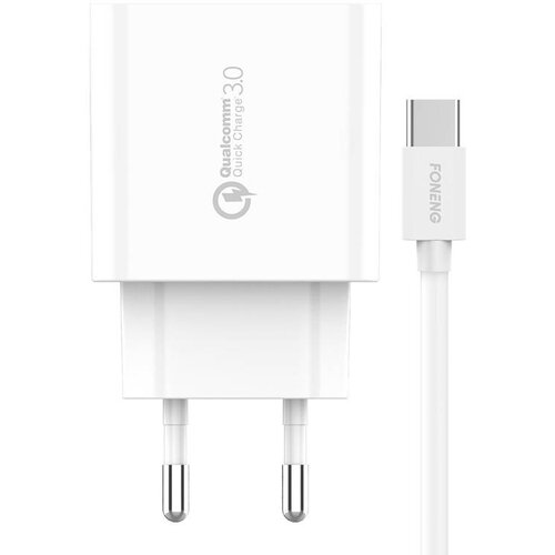 Foneng Hitri polnilec 1x USB EU46 QC 3.0+ kabel USB Type C, (20628076) Cene