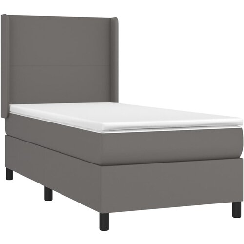  Krevet box spring s madracem LED sivi 90x200 cm od umjetne kože Slike