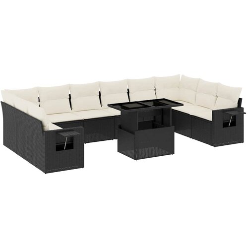  11-dijelni set vrtnih sofa od poliratana s jastucima crni Crna 100 x 55 x 73 cm Slike