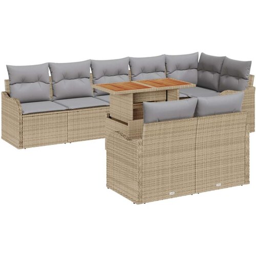  9-delni vrtni sofa set z blazinami bež poli ratan Cene