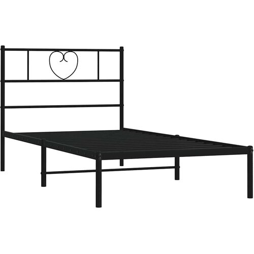  Metalni okvir za krevet s uzglavljem crni 100x190 cm Slike