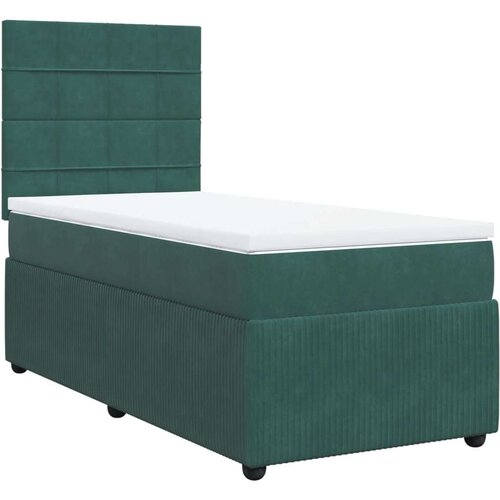vidaXL Box spring postelja z vzmetnico temno zelen 90x190 cm žamet Cene