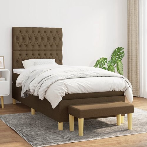 The Living Store Box spring postelja z vzmetnico temno rjava 100x200 cm blago - Box Spring Postelja, (21518804) Cene