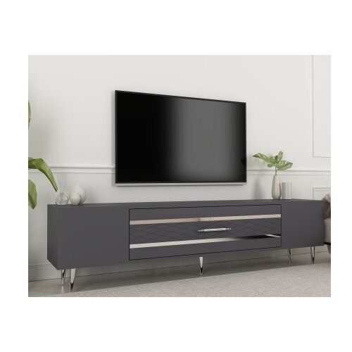 Hanah home TV komoda Dekolp2, 150x48,2x35 cm, Antracit-Srebrne boje Cene