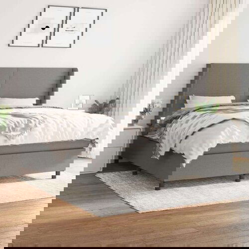  Box spring postelja z vzmetnico temno siva 160x200 cm blago, (20790916) Cene