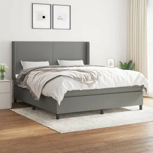  Box spring postelja z vzmetnico temno siva 160x200 cm blago, (20790916)