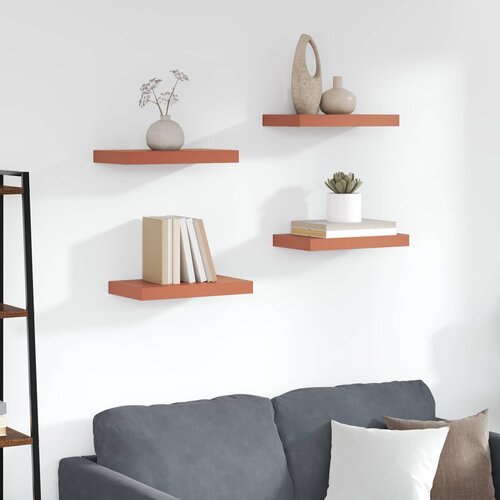  Polica na zidu 4 pcs Crvena 40 x 23,5 x 4 cm Konstruirano drvo Cijene