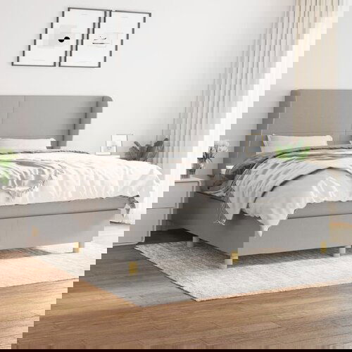 The Living Store Box spring postelja z vzmetnico svetlo siva 160x200 cm žamet - Box Spring Postelja, (21493168) Cene