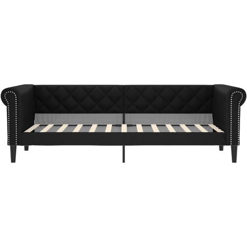  Dnevni krevet s madracem crni 90 x 200 cm od umjetne kože Slike