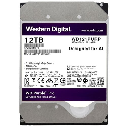 Western Digital HDD 3.5 12TB WD121PURP Purple 24/7 7200RPM 256MB SATA3 Cene