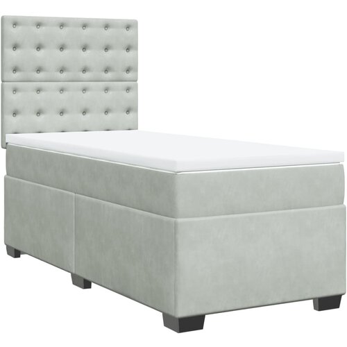 VidaXL Box spring postelja z vzmetnico svetlo siva 100x200 cm žamet, (21304806) Slike