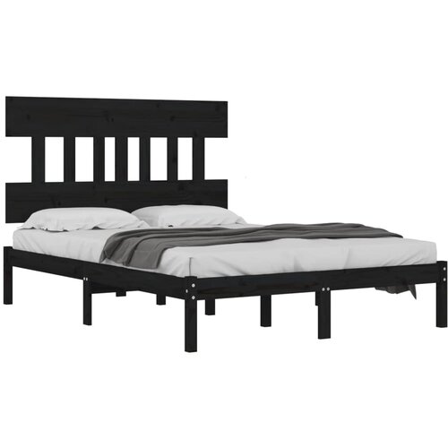  Okvir za krevet od masivnog drva crni 140 x 190 cm Slike