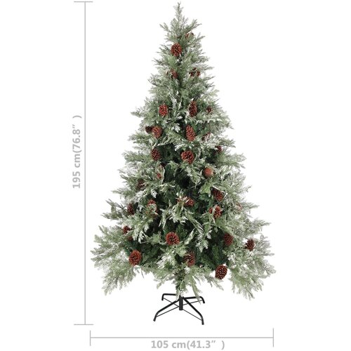 Osvijetljeno božićno drvce i &amp;scaron;i&amp;scaron;ke zeleno-bijelo 195 cm PVC/PE Slike