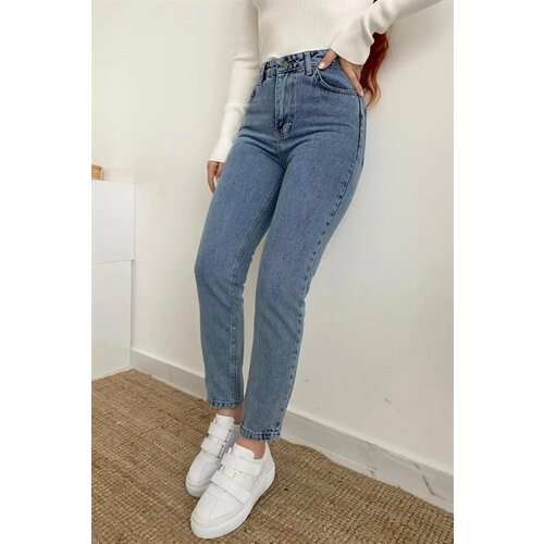 Dewberry 14924 Mom Jeans High Waist Detail Boyfriend Jeans-DARK BLUE Cijene