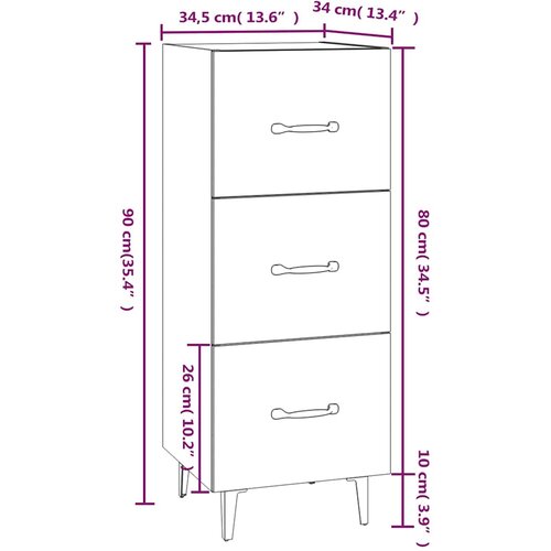 Komoda crna 34,5 x 34 x 90 cm od konstruiranog drva Slike