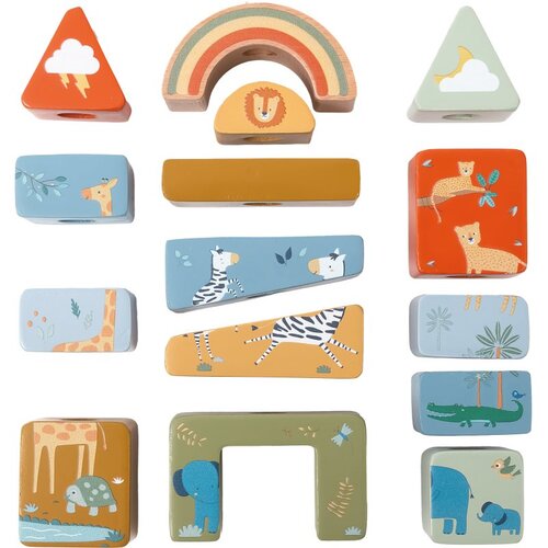 2Kids Toys Shape-Fitting Blocks Safari kocke od drva 12m+ 16 kom Slike