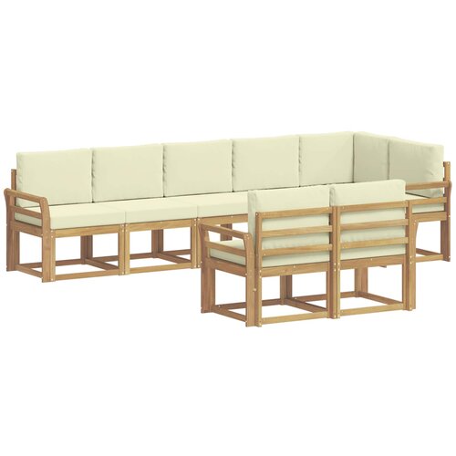 vidaXL Zunanja garnitura za sedenje 8 pcs Bela in krem Poliester, (5000270555) Cene