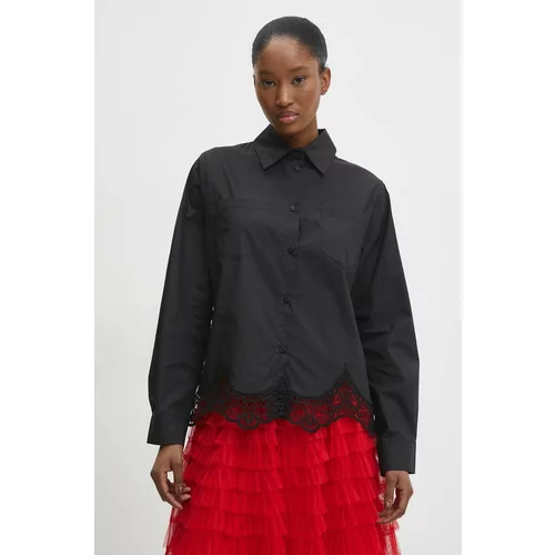Answear Lab Bombažna srajca ženska, črna barva