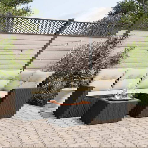  The Living Store Vrtna sedežna garnitura 5-delna z blazinami črn poli ratan - Vrtna Sedežna Garniture, (21481653) Cene