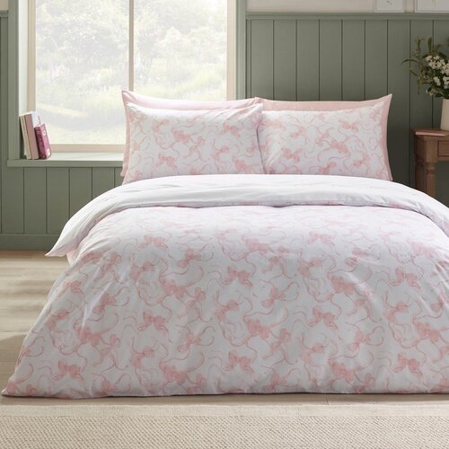 Catherine Lansfield Bela posteljnina za zakonsko posteljo 200x200 cm Bow Embroidery &amp;ndash; Slike