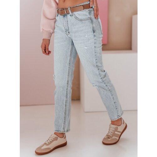 DStreet Spodnie damskie jeansowe slim fit z paskiem SLIMLEN niebieskie Slike