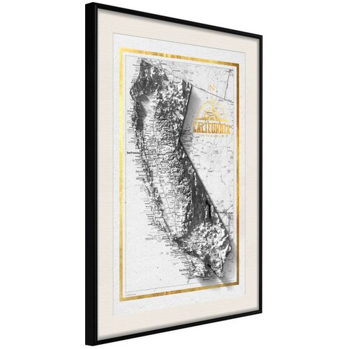  Poster - Raised Relief Map: California 30x45 Slike