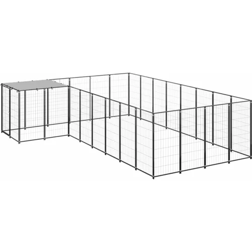 vidaXL kavez za pse crni 10,89 m² čelični