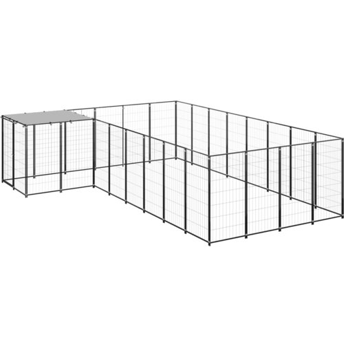 vidaXL pasji boks črn 10,89 m² jeklo Cene